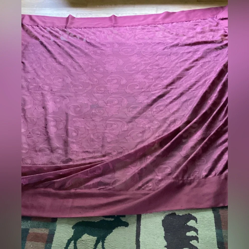 🚿 Shower Curtain  Burgundy DAMASK Semi Sheer NPLC